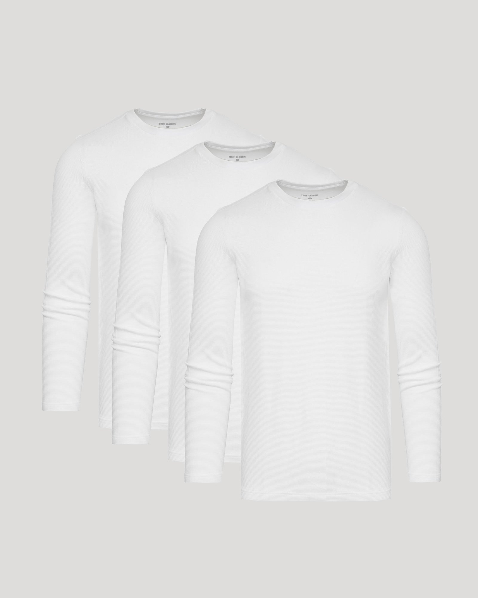 T-shirt manches longues gaufré col rond blanc – Lot de 3