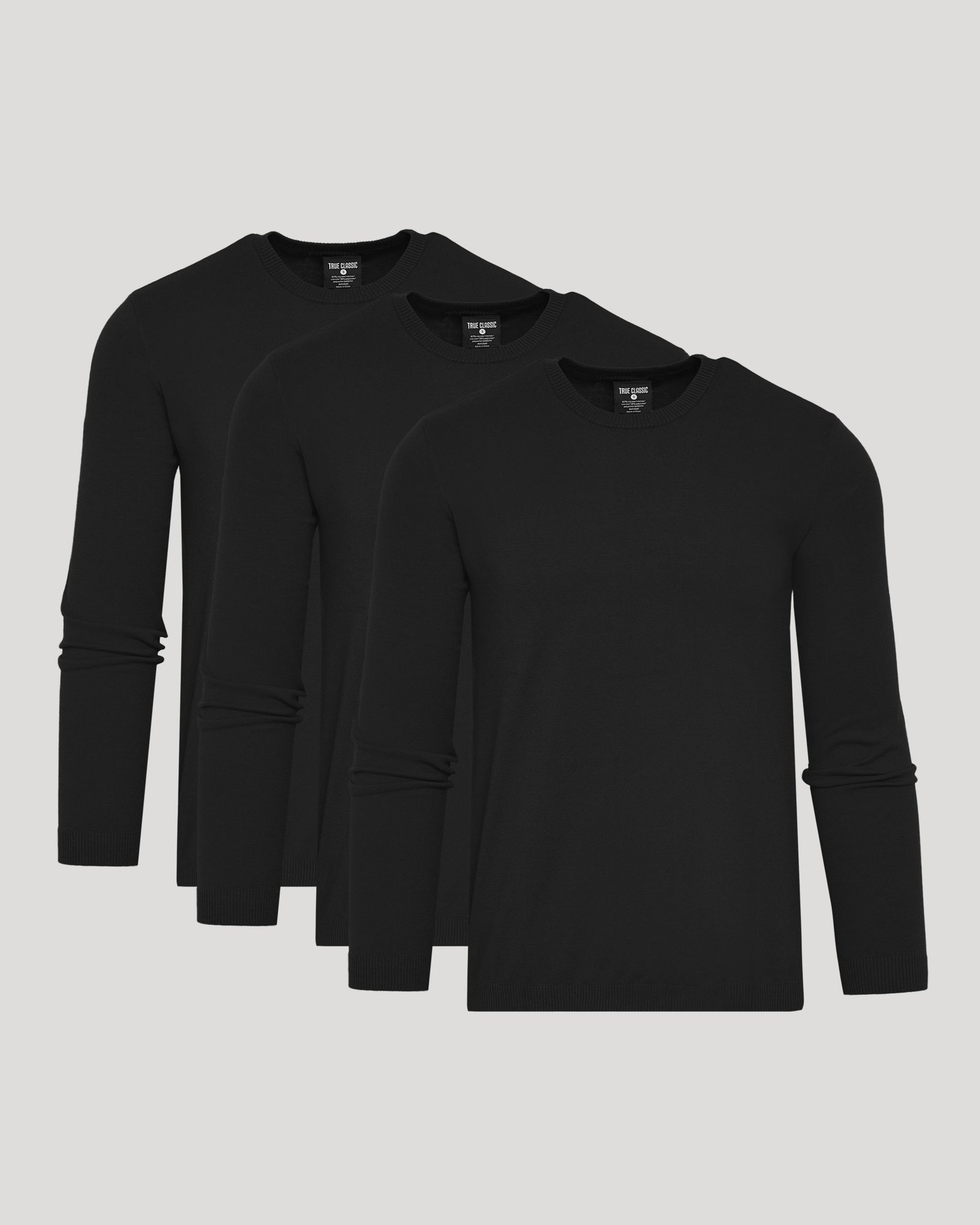 Pull col rond noir – Lot de 3