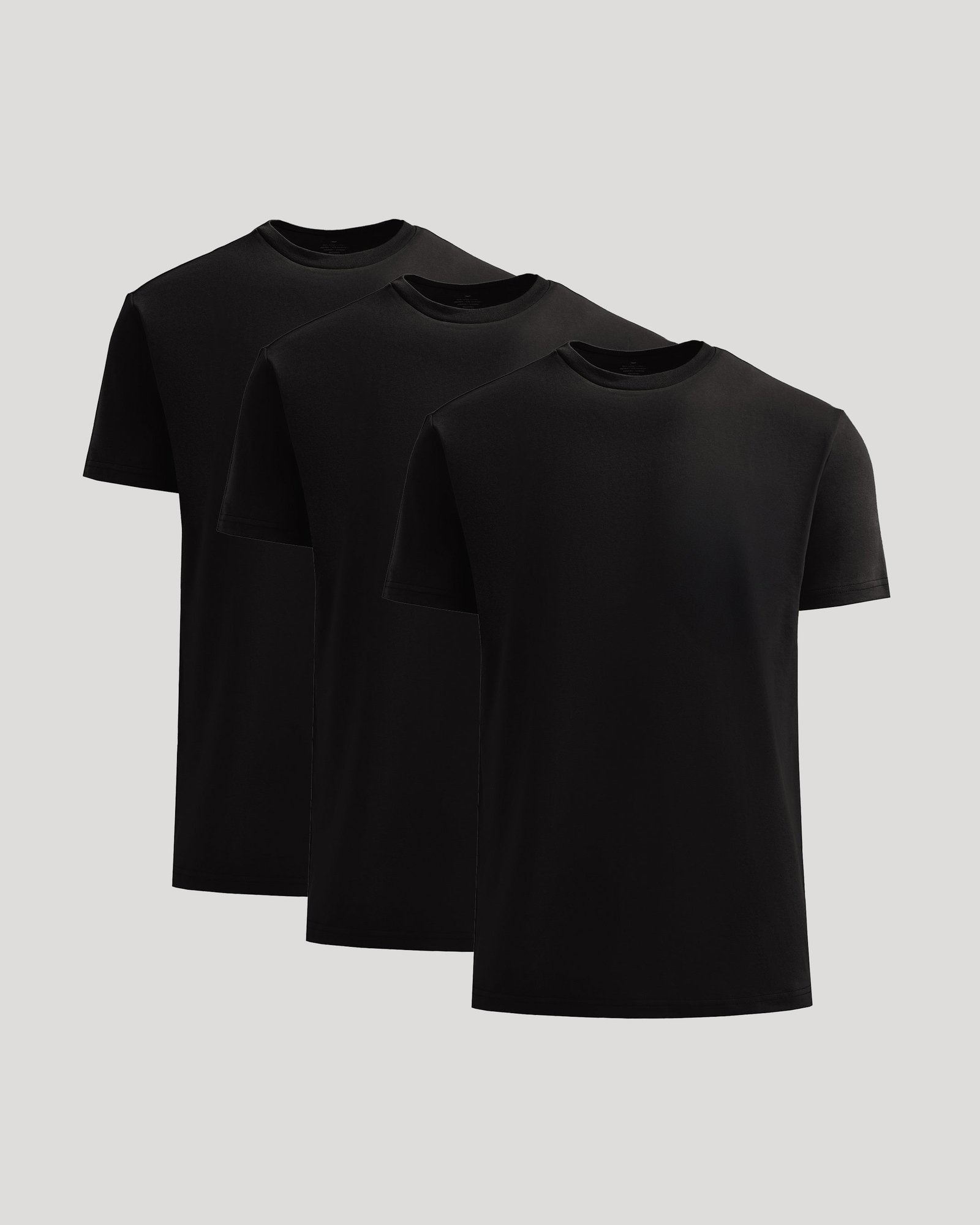 T-shirt épais col rond noir – Lot de 3