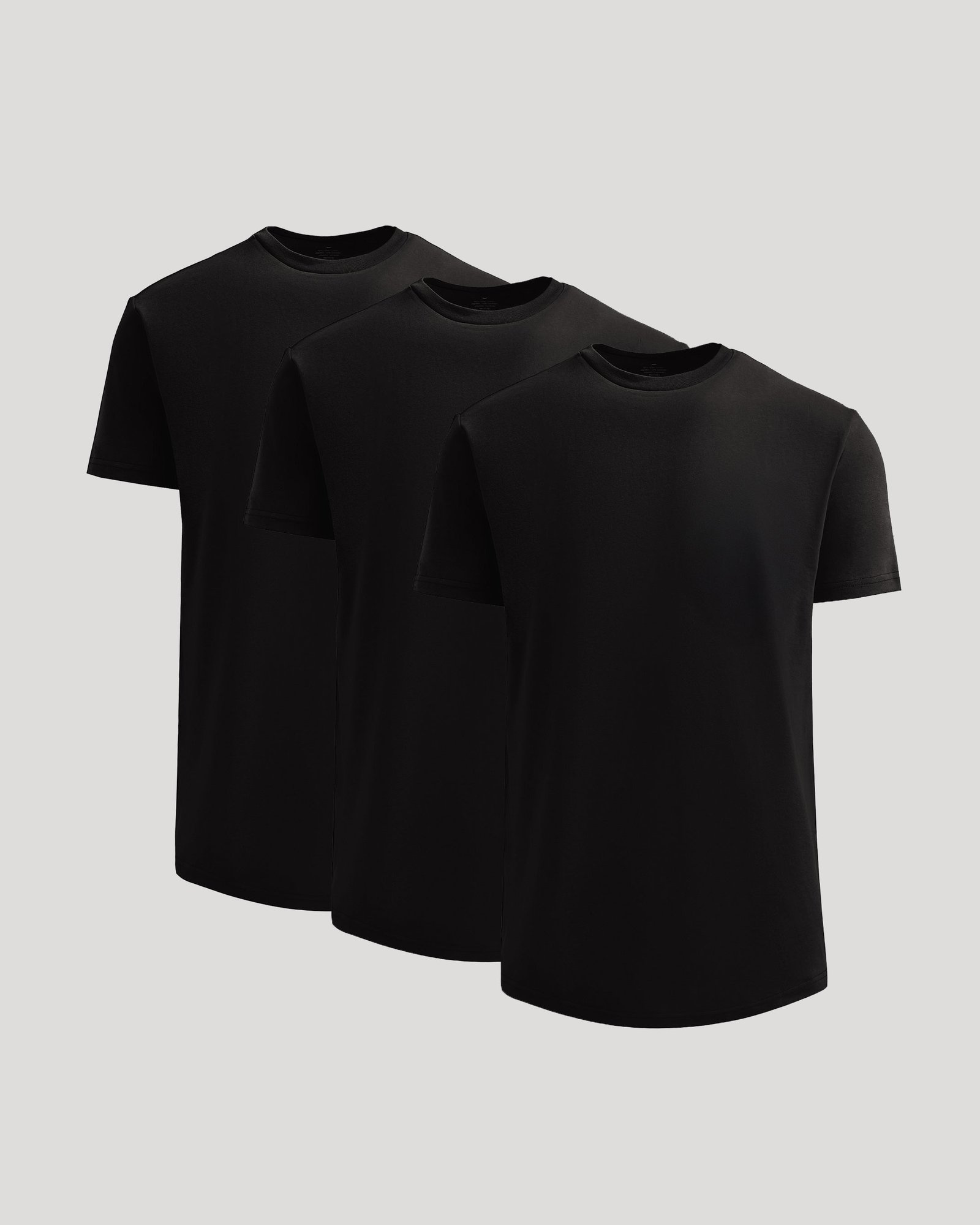T-shirt épais bas arrondi noir – Lot de 3