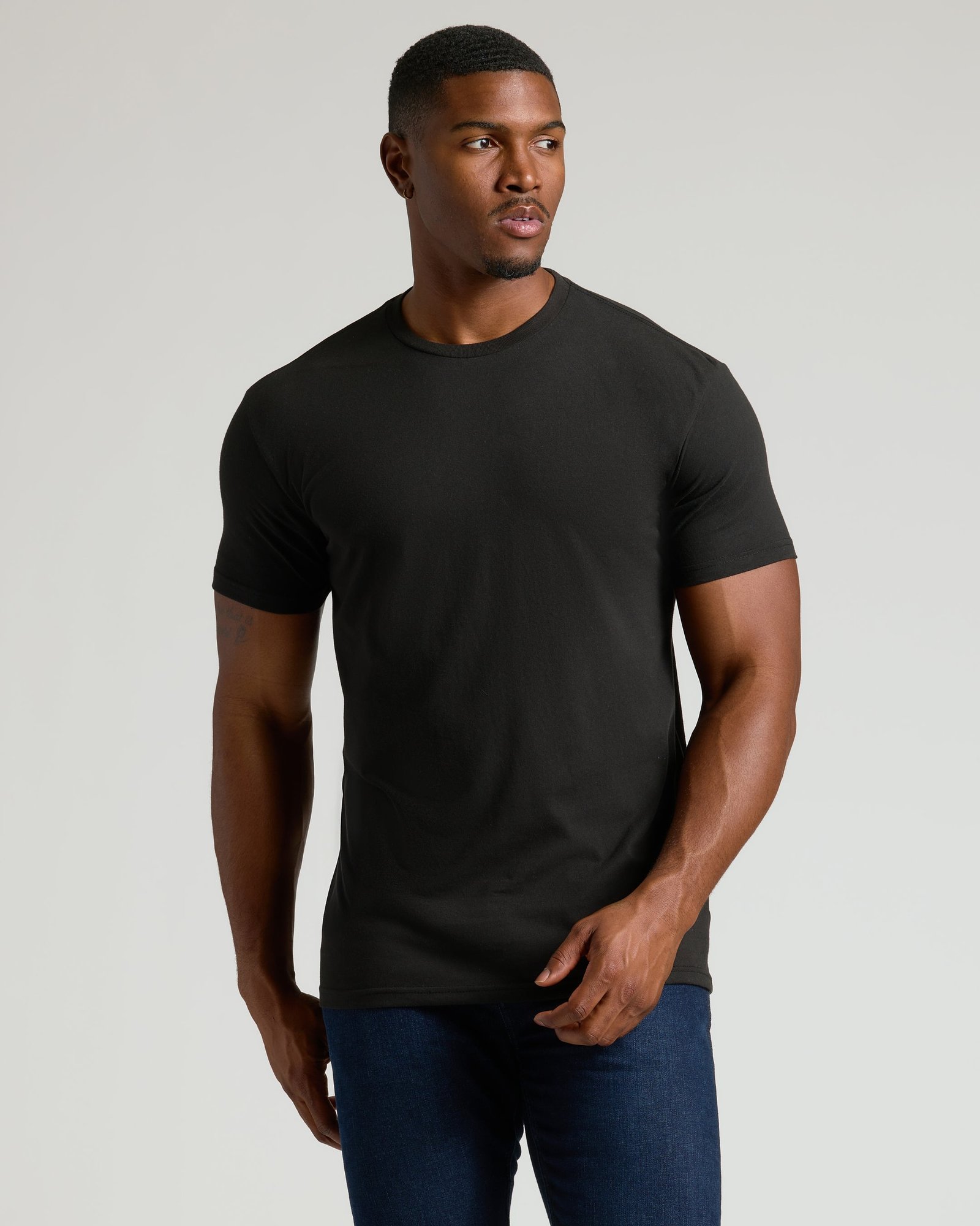 T-shirt col rond bas droit Tall noir – Lot de 3 – Image 2