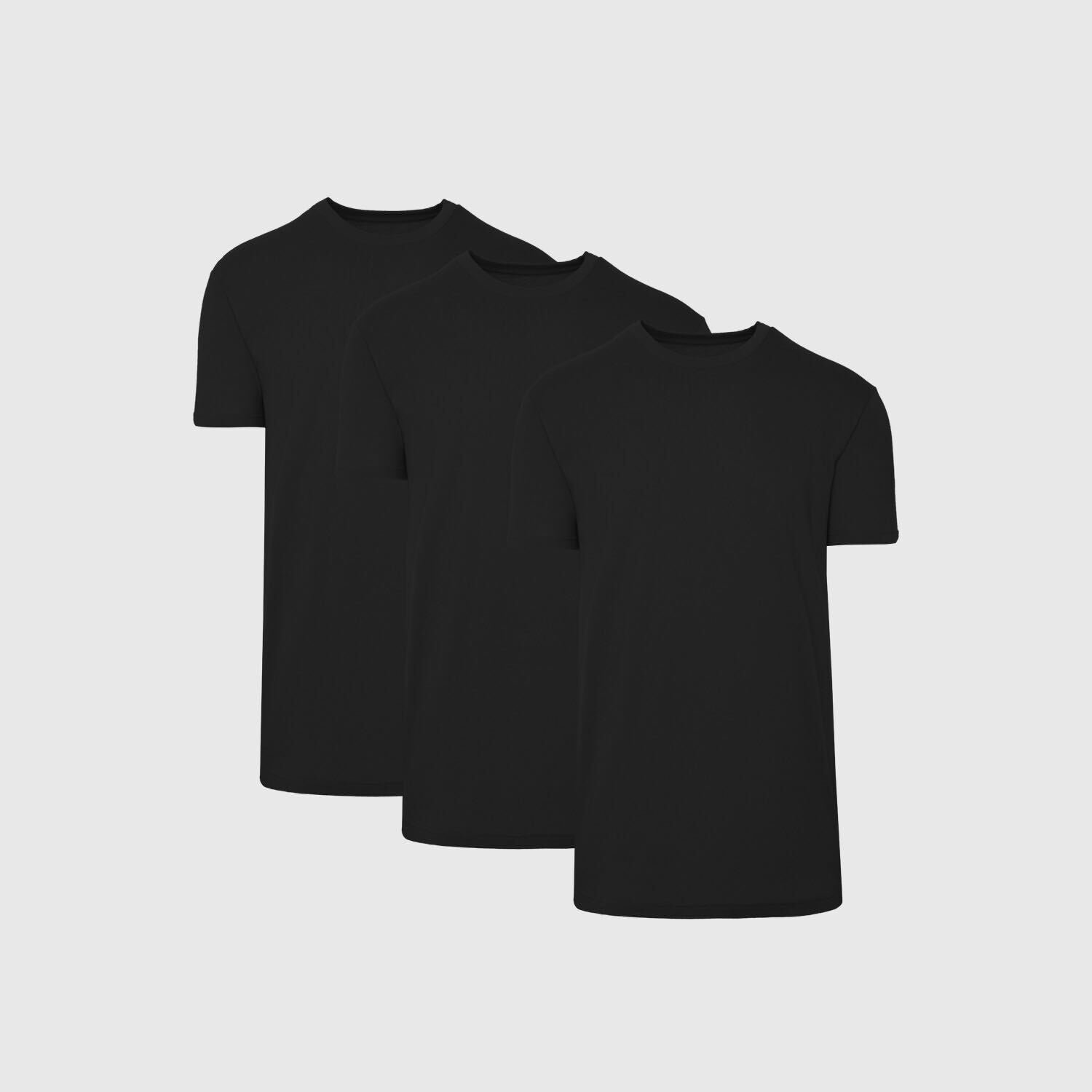 T-shirt col rond bas droit Tall noir – Lot de 3